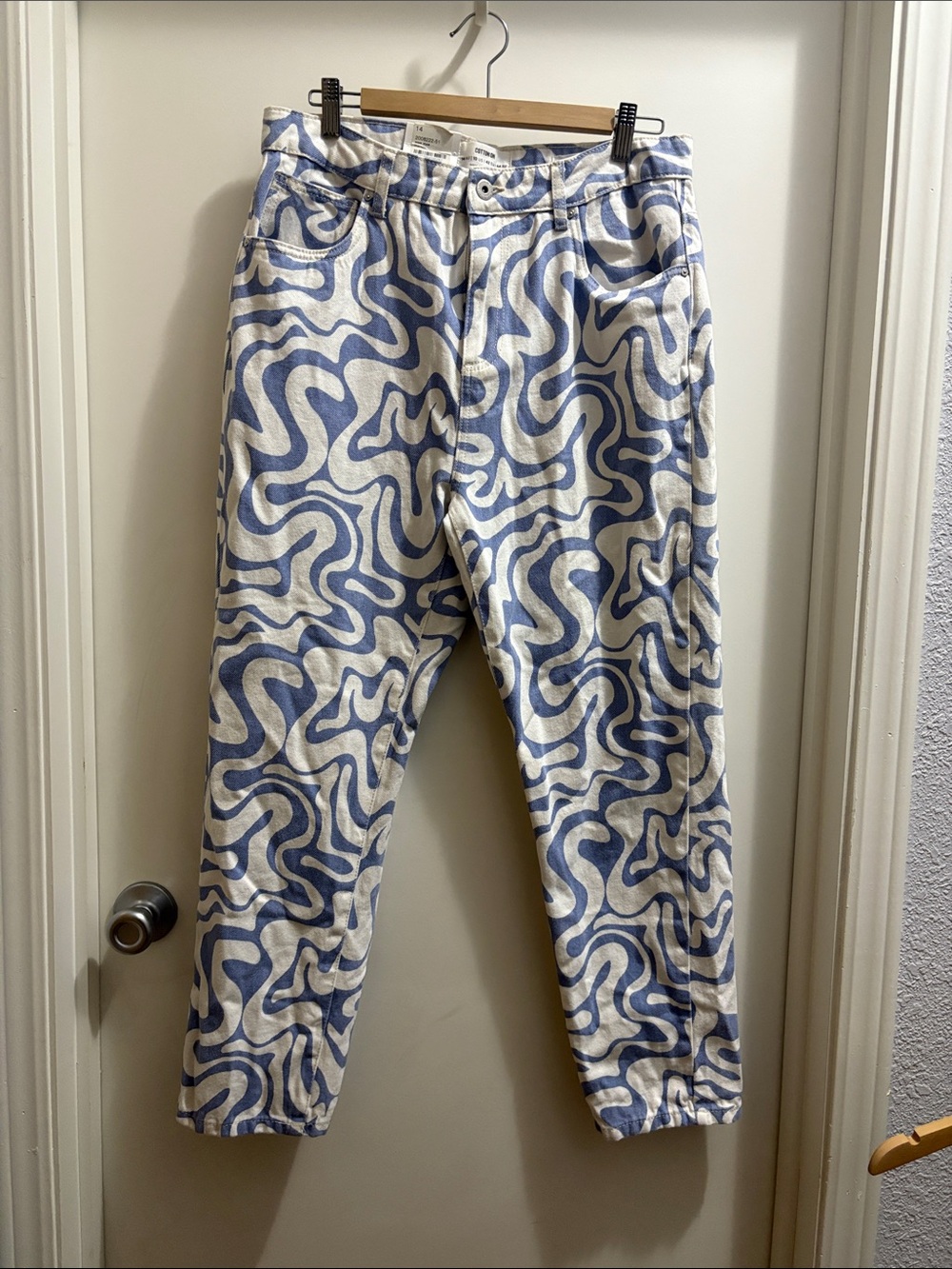 Cotton On Blue & White Swirl Pattern jeans